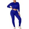 imageKaximil Womens Workout Tracksuit 2 Piece Outfits Long Sleeve Top Legging Jogger Pants SetRoyal Blue