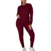 imageKaximil Womens Workout Tracksuit 2 Piece Outfits Long Sleeve Top Legging Jogger Pants SetWine Red