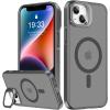 imageUpgraded Magnetic for iPhone 15 Pro Max Case with Builtin KickstandScreen Protector IncludedWireless Charging Compatible21ft Drop TestedSlim Fit Translucent Matte Acrylic  BlueGrey w Camera Cover