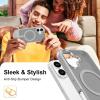 imageUpgraded Magnetic for iPhone 15 Pro Max Case with Builtin KickstandScreen Protector IncludedWireless Charging Compatible21ft Drop TestedSlim Fit Translucent Matte Acrylic  BlueSilver w Kickstand