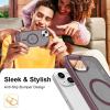 imageUpgraded Magnetic for iPhone 15 Pro Max Case with Builtin KickstandScreen Protector IncludedWireless Charging Compatible21ft Drop TestedSlim Fit Translucent Matte Acrylic  BlueWine Red w Kickstand
