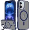 imageUpgraded Magnetic for iPhone 15 Pro Max Case with Builtin KickstandScreen Protector IncludedWireless Charging Compatible21ft Drop TestedSlim Fit Translucent Matte Acrylic  BlueBlue w Camera Cover