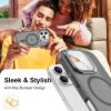 imageUpgraded Magnetic for iPhone 15 Pro Max Case with Builtin KickstandScreen Protector IncludedWireless Charging Compatible21ft Drop TestedSlim Fit Translucent Matte Acrylic  BlueGrey w Camera Cover