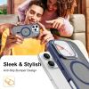imageUpgraded Magnetic for iPhone 15 Pro Max Case with Builtin KickstandScreen Protector IncludedWireless Charging Compatible21ft Drop TestedSlim Fit Translucent Matte Acrylic  BlueBlue w Camera Cover