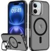 imageUpgraded Magnetic for iPhone 15 Pro Max Case with Builtin KickstandScreen Protector IncludedWireless Charging Compatible21ft Drop TestedSlim Fit Translucent Matte Acrylic  BlueBlack w Camera Cover