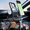 imageUpgraded Magnetic for iPhone 15 Pro Max Case with Builtin KickstandScreen Protector IncludedWireless Charging Compatible21ft Drop TestedSlim Fit Translucent Matte Acrylic  BlueBlack w Kickstand