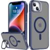 imageUpgraded Magnetic for iPhone 15 Pro Max Case with Builtin KickstandScreen Protector IncludedWireless Charging Compatible21ft Drop TestedSlim Fit Translucent Matte Acrylic  BlueBlue w Camera Cover