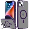 imageUpgraded Magnetic for iPhone 15 Pro Max Case with Builtin KickstandScreen Protector IncludedWireless Charging Compatible21ft Drop TestedSlim Fit Translucent Matte Acrylic  BluePurple w Camera Cover