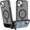 imageUpgraded Magnetic for iPhone 15 Pro Max Case with Builtin KickstandScreen Protector IncludedWireless Charging Compatible21ft Drop TestedSlim Fit Translucent Matte Acrylic  BlueBlack w Kickstand