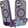 imageUpgraded Magnetic for iPhone 15 Pro Max Case with Builtin KickstandScreen Protector IncludedWireless Charging Compatible21ft Drop TestedSlim Fit Translucent Matte Acrylic  BluePurple w Kickstand