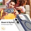 imageUpgraded Magnetic for iPhone 15 Pro Max Case with Builtin KickstandScreen Protector IncludedWireless Charging Compatible21ft Drop TestedSlim Fit Translucent Matte Acrylic  BlueBlue w Camera Cover