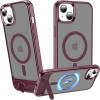 imageUpgraded Magnetic for iPhone 15 Pro Max Case with Builtin KickstandScreen Protector IncludedWireless Charging Compatible21ft Drop TestedSlim Fit Translucent Matte Acrylic  BlueWine Red w Kickstand