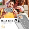 imageUpgraded Magnetic for iPhone 15 Pro Max Case with Builtin KickstandScreen Protector IncludedWireless Charging Compatible21ft Drop TestedSlim Fit Translucent Matte Acrylic  BlueSilver w Kickstand