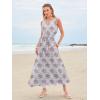 imageWomen Sleeveless Boho Floral Maxi Dress Summer Casual Wrap Vneck Smocked Tie Flowy Ruffle Tiered Beach Long Sundress PocketPurple