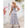 imageWomen Sleeveless Boho Floral Maxi Dress Summer Casual Wrap Vneck Smocked Tie Flowy Ruffle Tiered Beach Long Sundress PocketPurple