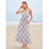 imageWomen Sleeveless Boho Floral Maxi Dress Summer Casual Wrap Vneck Smocked Tie Flowy Ruffle Tiered Beach Long Sundress PocketPurple