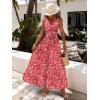 imageWomen Sleeveless Boho Floral Maxi Dress Summer Casual Wrap Vneck Smocked Tie Flowy Ruffle Tiered Beach Long Sundress PocketRed