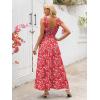 imageWomen Sleeveless Boho Floral Maxi Dress Summer Casual Wrap Vneck Smocked Tie Flowy Ruffle Tiered Beach Long Sundress PocketRed
