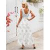 imageWomen Sleeveless Boho Floral Maxi Dress Summer Casual Wrap Vneck Smocked Tie Flowy Ruffle Tiered Beach Long Sundress PocketWhite With Lace