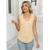 imageWomens Dressy Casual Blouses Sleeveless V Neck Ruffle Tank Tops 2025 Trendy Summer Ladies Business Work ShirtsBeige