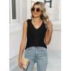 imageWomens Dressy Casual Blouses Sleeveless V Neck Ruffle Tank Tops 2025 Trendy Summer Ladies Business Work ShirtsBlack