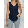 imageWomens Dressy Casual Blouses Sleeveless V Neck Ruffle Tank Tops 2025 Trendy Summer Ladies Business Work ShirtsBlue