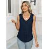 imageWomens Dressy Casual Blouses Sleeveless V Neck Ruffle Tank Tops 2025 Trendy Summer Ladies Business Work ShirtsBlue