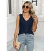 imageWomens Dressy Casual Blouses Sleeveless V Neck Ruffle Tank Tops 2025 Trendy Summer Ladies Business Work ShirtsBlue