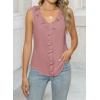 imageWomens Dressy Casual Blouses Sleeveless V Neck Ruffle Tank Tops 2025 Trendy Summer Ladies Business Work ShirtsPink