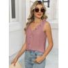 imageWomens Dressy Casual Blouses Sleeveless V Neck Ruffle Tank Tops 2025 Trendy Summer Ladies Business Work ShirtsPink