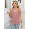imageWomens Dressy Casual Blouses Sleeveless V Neck Ruffle Tank Tops 2025 Trendy Summer Ladies Business Work ShirtsPink