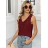 imageWomens Dressy Casual Blouses Sleeveless V Neck Ruffle Tank Tops 2025 Trendy Summer Ladies Business Work ShirtsRed
