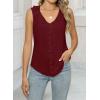 imageWomens Dressy Casual Blouses Sleeveless V Neck Ruffle Tank Tops 2025 Trendy Summer Ladies Business Work ShirtsRed