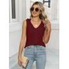 imageWomens Dressy Casual Blouses Sleeveless V Neck Ruffle Tank Tops 2025 Trendy Summer Ladies Business Work ShirtsRed