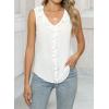 imageWomens Dressy Casual Blouses Sleeveless V Neck Ruffle Tank Tops 2025 Trendy Summer Ladies Business Work ShirtsWhite