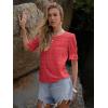 imageWomens Eyelet Tops Puff Short Sleeve Blouses Dressy Casual Cute Hollow Out Crochet Lace Embroidered Summer ShirtsRed