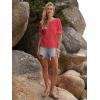 imageWomens Eyelet Tops Puff Short Sleeve Blouses Dressy Casual Cute Hollow Out Crochet Lace Embroidered Summer ShirtsRed