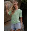 imageWomens Eyelet Tops Puff Short Sleeve Blouses Dressy Casual Cute Hollow Out Crochet Lace Embroidered Summer ShirtsSage Green