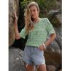 imageWomens Eyelet Tops Puff Short Sleeve Blouses Dressy Casual Cute Hollow Out Crochet Lace Embroidered Summer ShirtsSage Green