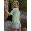 imageWomens Eyelet Tops Puff Short Sleeve Blouses Dressy Casual Cute Hollow Out Crochet Lace Embroidered Summer ShirtsSage Green