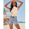 imageWomens Mesh Floral Tank Tops Sleeveless Mock Neck Sexy Going Out Shirts 2025 Trendy Summer Casual OutfitsFloral Beige