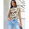 imageWomens Mesh Floral Tank Tops Sleeveless Mock Neck Sexy Going Out Shirts 2025 Trendy Summer Casual OutfitsFloral Black