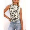 imageWomens Mesh Floral Tank Tops Sleeveless Mock Neck Sexy Going Out Shirts 2025 Trendy Summer Casual OutfitsFloral Black