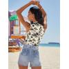 imageWomens Mesh Floral Tank Tops Sleeveless Mock Neck Sexy Going Out Shirts 2025 Trendy Summer Casual OutfitsFloral Black