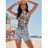 imageWomens Mesh Floral Tank Tops Sleeveless Mock Neck Sexy Going Out Shirts 2025 Trendy Summer Casual OutfitsFloral Brown