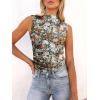 imageWomens Mesh Floral Tank Tops Sleeveless Mock Neck Sexy Going Out Shirts 2025 Trendy Summer Casual OutfitsFloral Brown