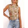 imageWomens Mesh Floral Tank Tops Sleeveless Mock Neck Sexy Going Out Shirts 2025 Trendy Summer Casual OutfitsFloral Multi