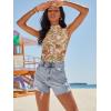 imageWomens Mesh Floral Tank Tops Sleeveless Mock Neck Sexy Going Out Shirts 2025 Trendy Summer Casual OutfitsFloral Multi