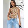 imageWomens Mesh Floral Tank Tops Sleeveless Mock Neck Sexy Going Out Shirts 2025 Trendy Summer Casual OutfitsFloral Multi
