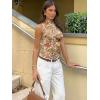 imageWomens Mesh Floral Tank Tops Sleeveless Mock Neck Sexy Going Out Shirts 2025 Trendy Summer Casual OutfitsFloral Multi